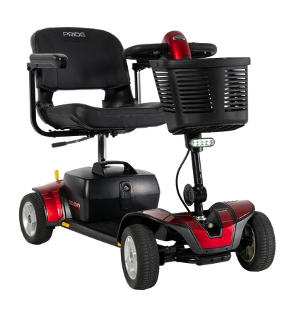 Pride Go-Go Sport 4-Wheel mobility scooter in red, front three-quarter view