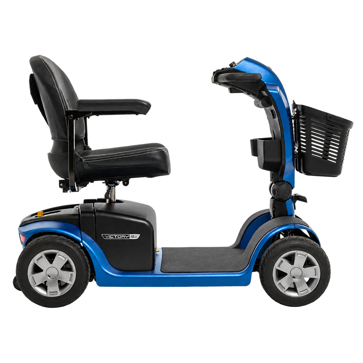 Pride Victory 10.2 4-wheel scooter in Ocean Blue, side profile