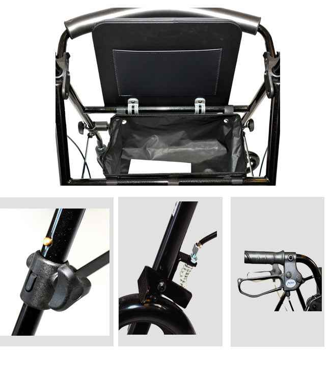 Aluminum Folding Walker – 4-Wheel Rollator with Seat - Care Made