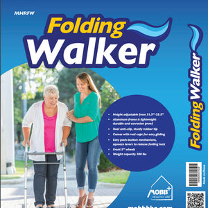 Folding Walker with Wheels – Lightweight, Adjustable for Indoor Use
