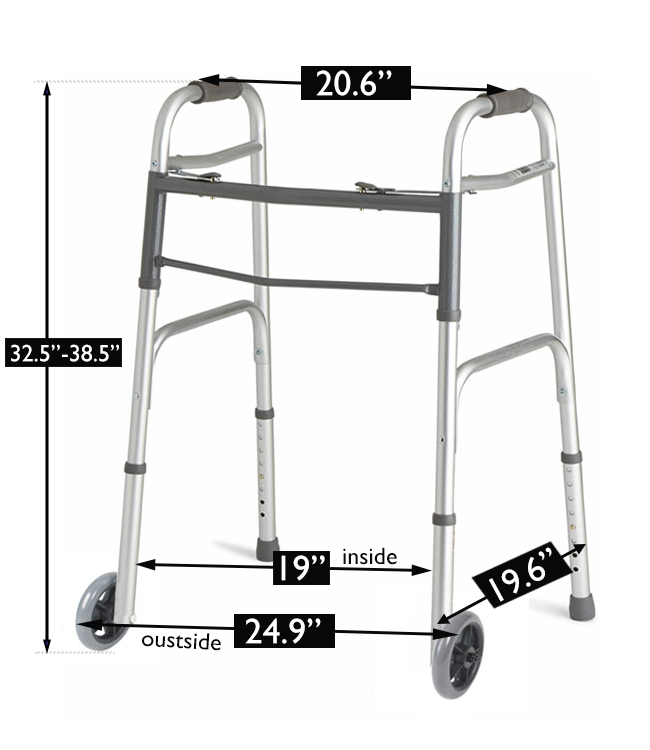 Folding Walker with Wheels – Lightweight, Adjustable for Indoor Use
