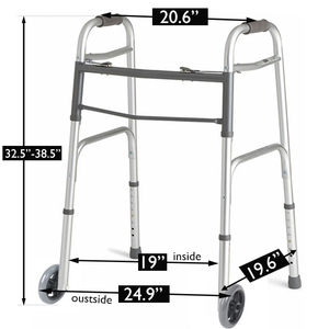 Folding Walker with Wheels – Lightweight, Adjustable for Indoor Use