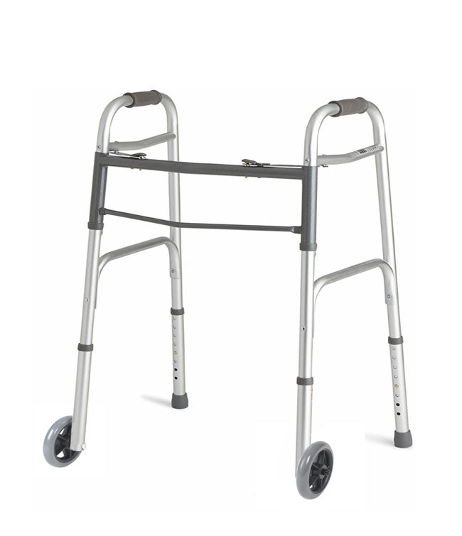 Folding Walker with Wheels – Lightweight, Adjustable for Indoor Use