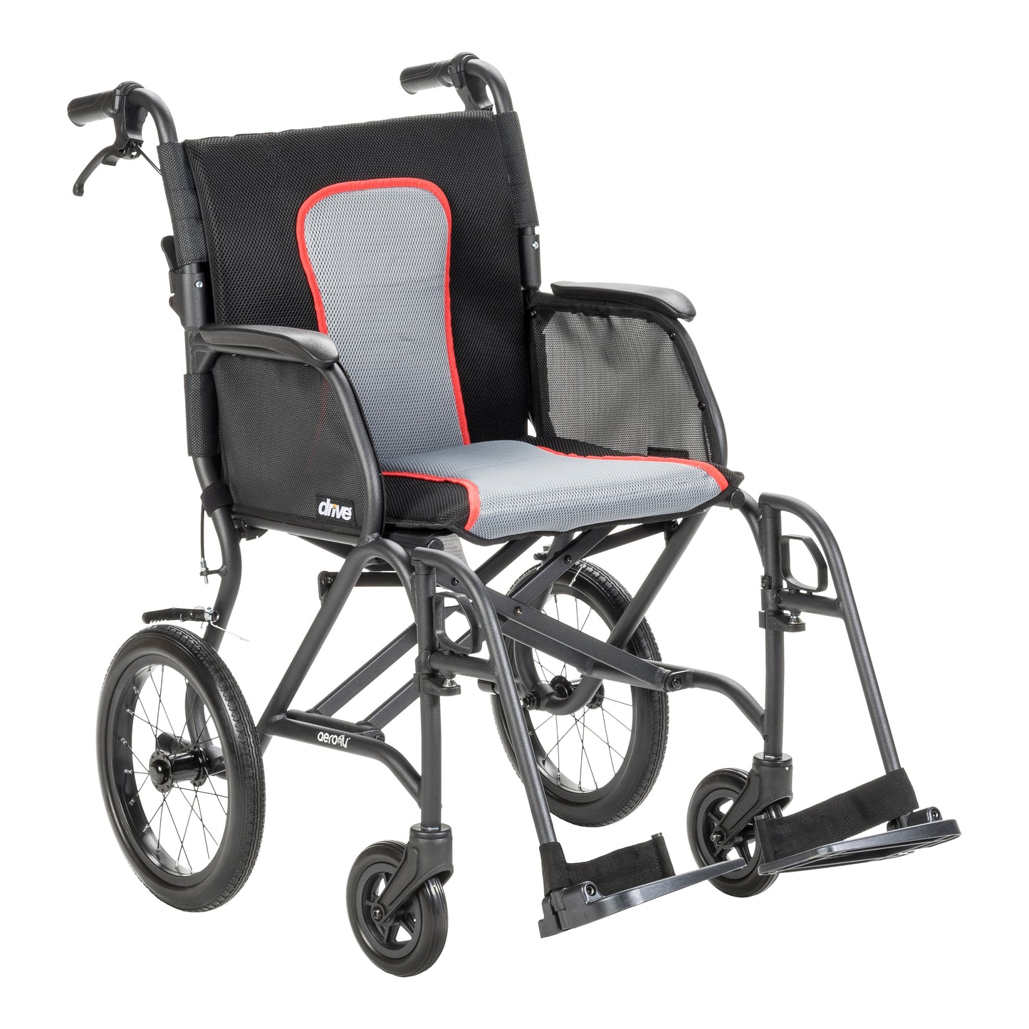 Drive Medical AeroFly Ultra-Lite Transport Chair - magnesium frame folded view