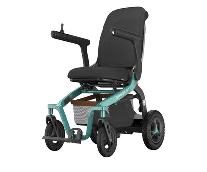 Robooter E40 folding electric wheelchair in Green angle view available at Care Made Canada.