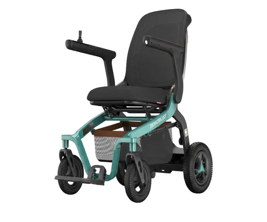 Robooter E40 folding electric wheelchair in Green angle view available at Care Made Canada.