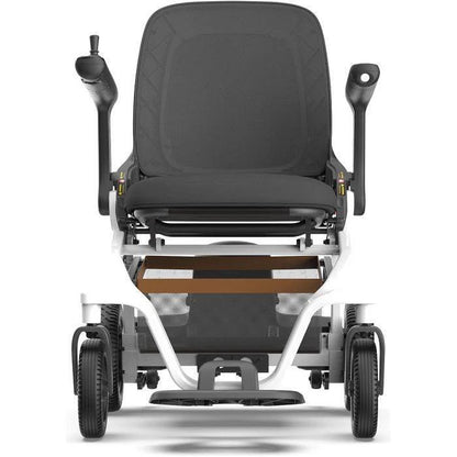 Robooter E40 Folding Electric Wheelchair Front View with Smart LCD Control and LED Headlight – Lightweight Power Chair Canada | CareMade
