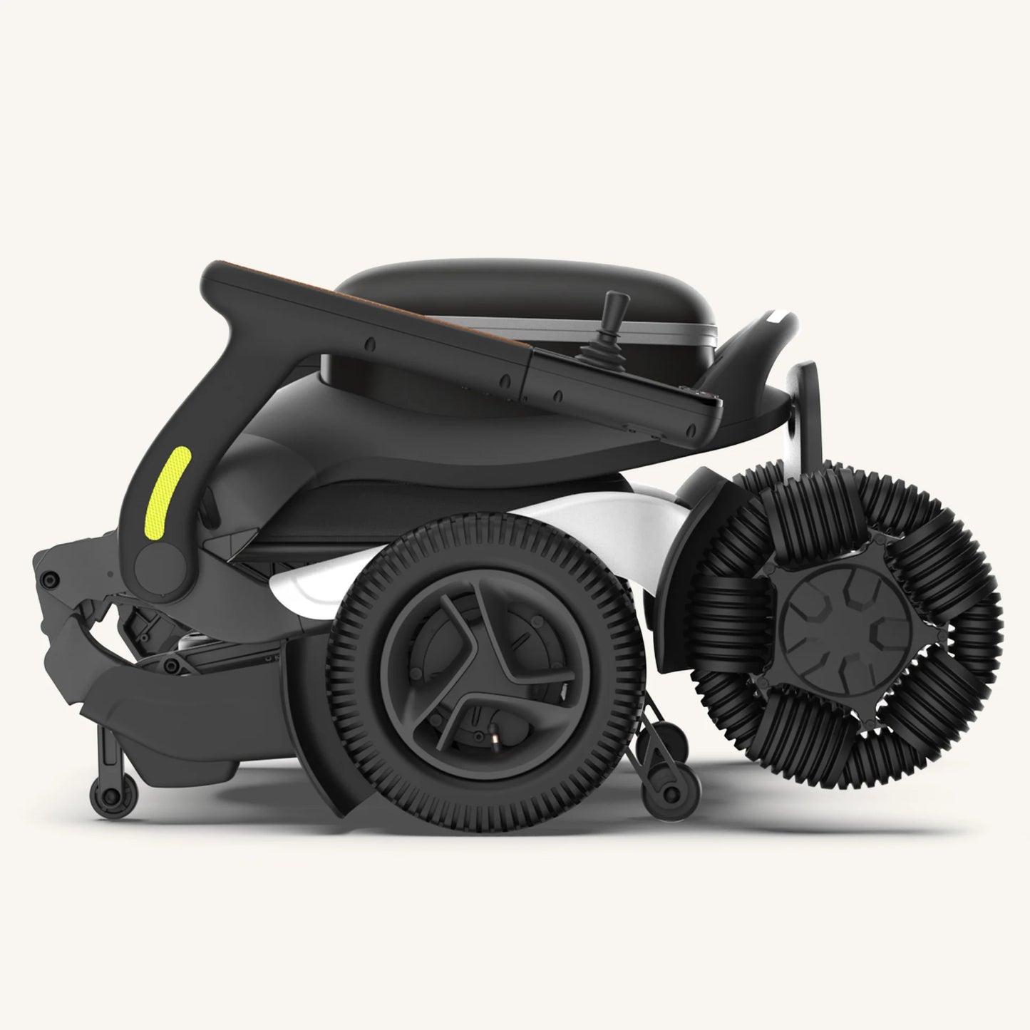 Side profile of the black Robooter E60 folded securely, demonstrating its ultra-compact design.