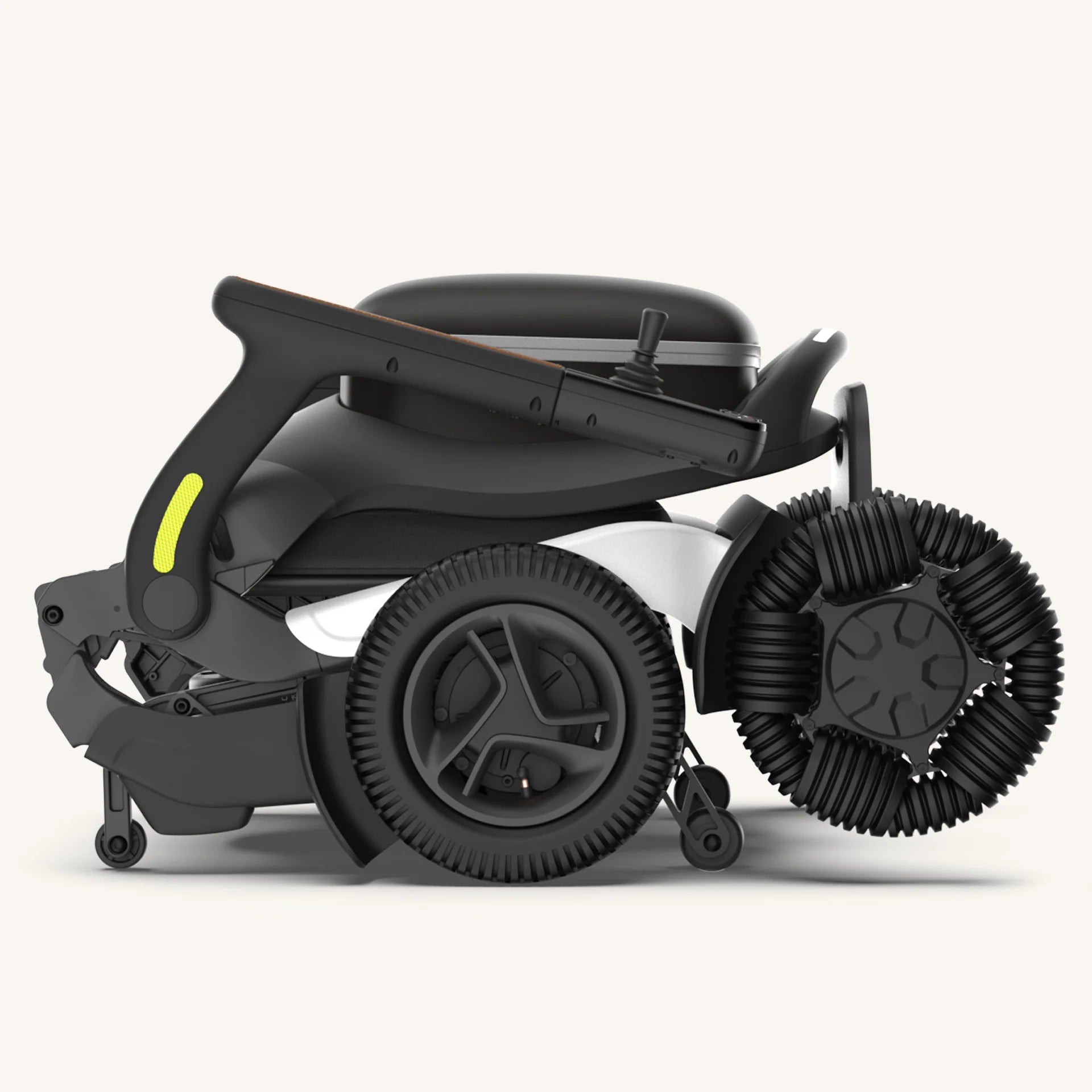 Side profile of the black Robooter E60 folded securely, demonstrating its ultra-compact design.