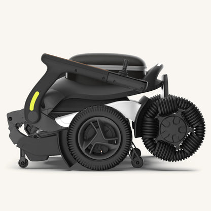 Side profile of the black Robooter E60 folded securely, demonstrating its ultra-compact design.