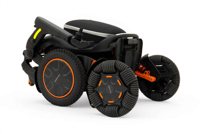 Robooter E60 Pro GT folded into one piece for transport, with the removable battery pack and the twelve inch pneumatic rear tyre visible