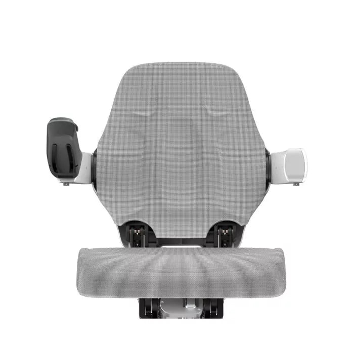 Straight front view highlighting the comfortable, ergonomic padded seat and armrests on the Robooter X40.