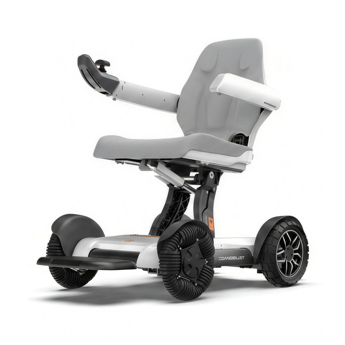 Robooter X40 auto folding electric wheelchair, front three-quarter view on a white background