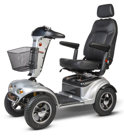 Shoprider TrailBlazer 889SL/SE mobility scooter in Silver, front three-quarter view