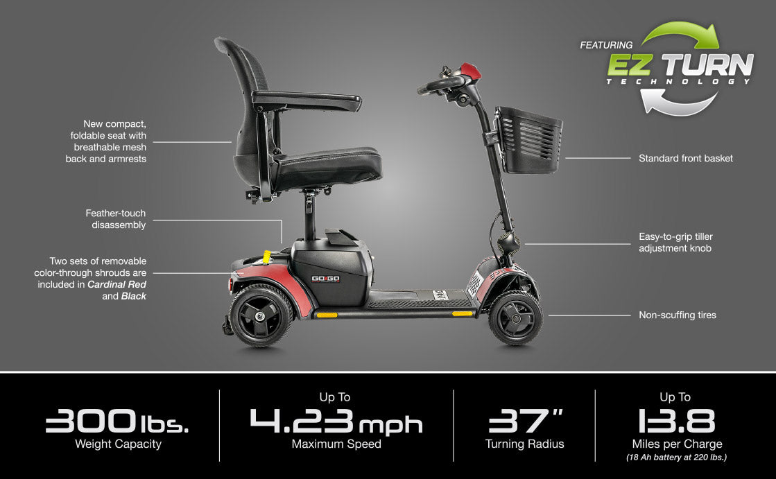 Pride Go-Go Elite Traveller 2 scooter dimensions and specifications