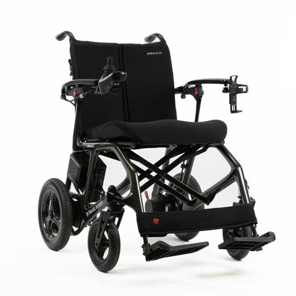 Travel Buggy AEROLUX 2C folding power chair, front right three-quarter view on a white background