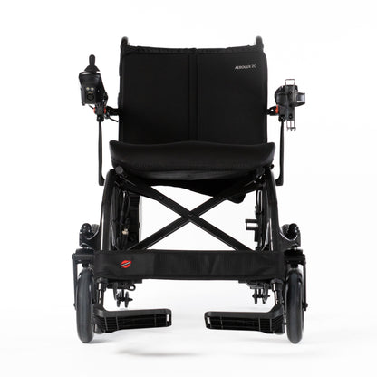 Travel Buggy AEROLUX 2C folding power chair, straight front view on a white background