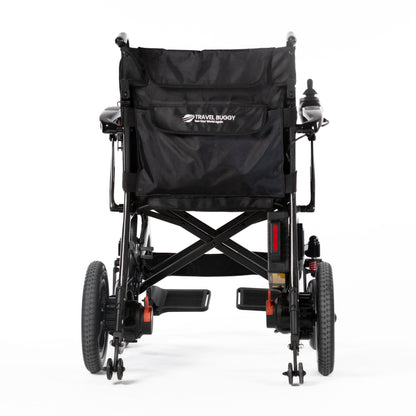 Travel Buggy AEROLUX 2C folding power chair, rear view on a white background