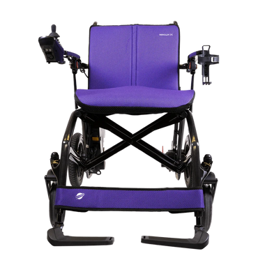 Purple Travel Buggy AEROLUX 2C replacement cushion set installed on a chair, front view