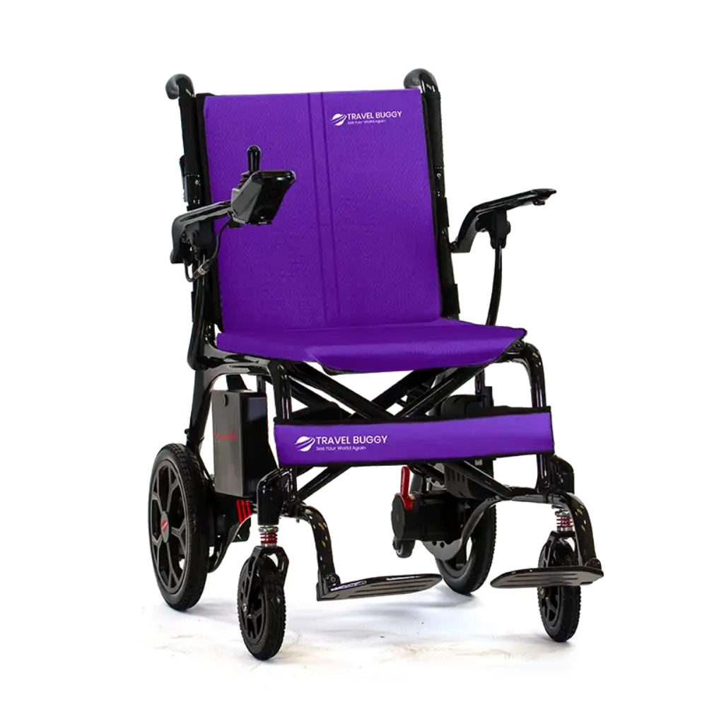 Royal purple high-quality replacement cushion set for the Travel Buggy AEROLUX power chair.