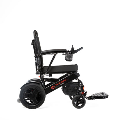 Travel Buggy CITY 2 PLUS folding power wheelchair in Black, right-side profile on a white background
