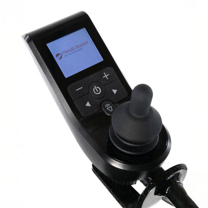 Travel Buggy CITY 2 PLUS joystick controller close-up on a white background