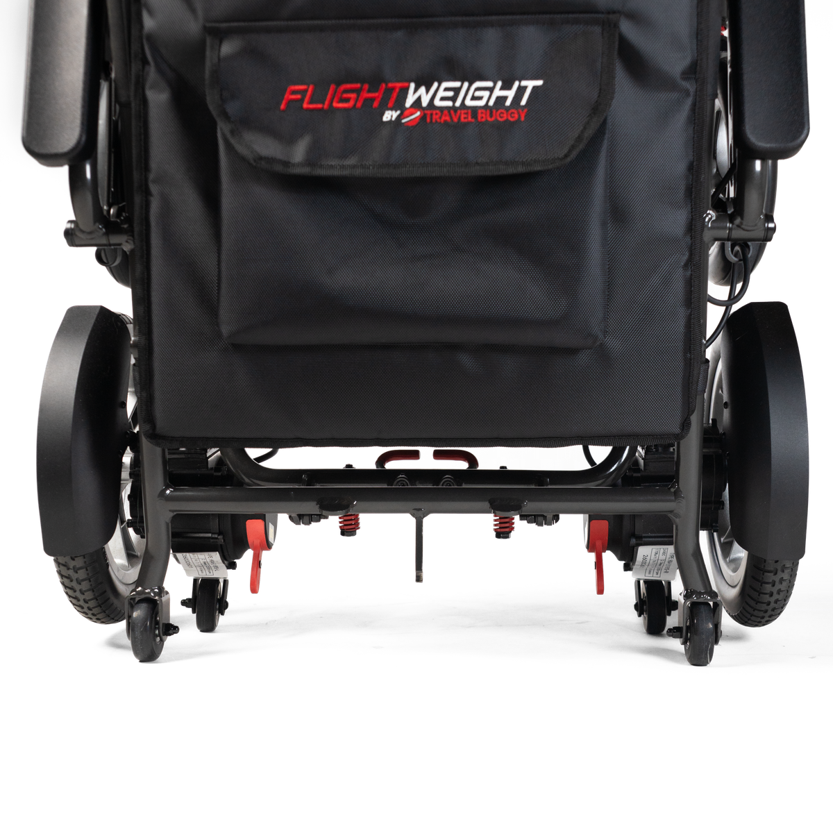 Folded Travel Buggy DASH 3 on its built-in wheels, ready to roll like a suitcase