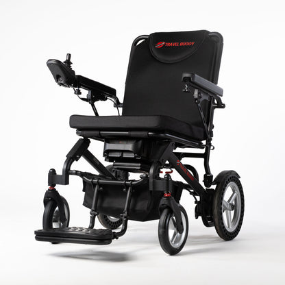 Travel Buggy DASH folding power chair, front-left three-quarter view on a white background