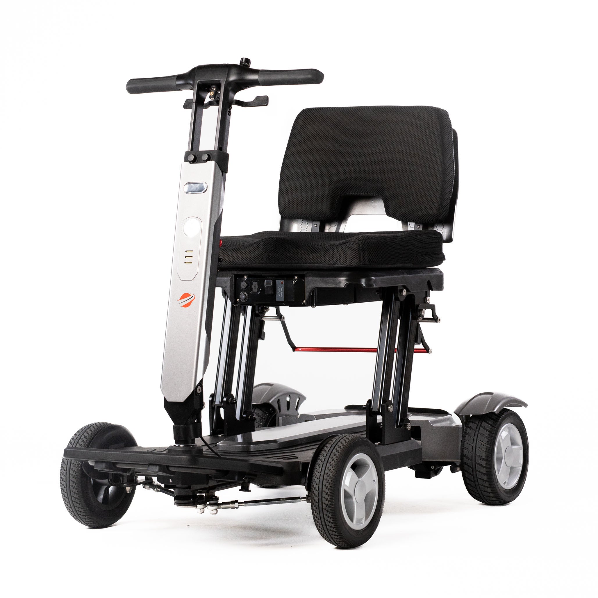 Travel Buggy HELIX lightweight foldable mobility scooter, left-angle studio view