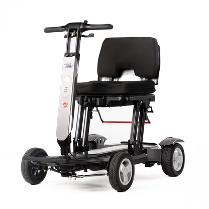 Travel Buggy HELIX lightweight foldable mobility scooter, left-angle studio view