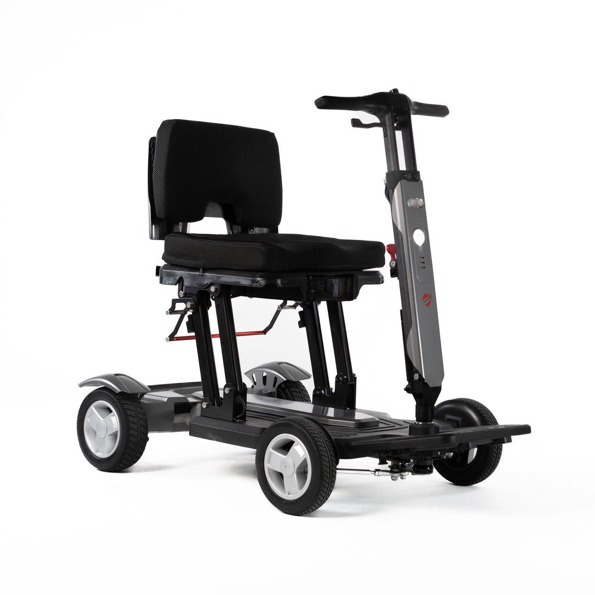 Travel Buggy HELIX lightweight foldable mobility scooter, right-angle studio view