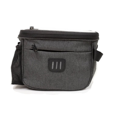 Standalone view of the grey and black Travel Buggy Helix multifunctional bag, which easily converts into a convenient shoulder bag.