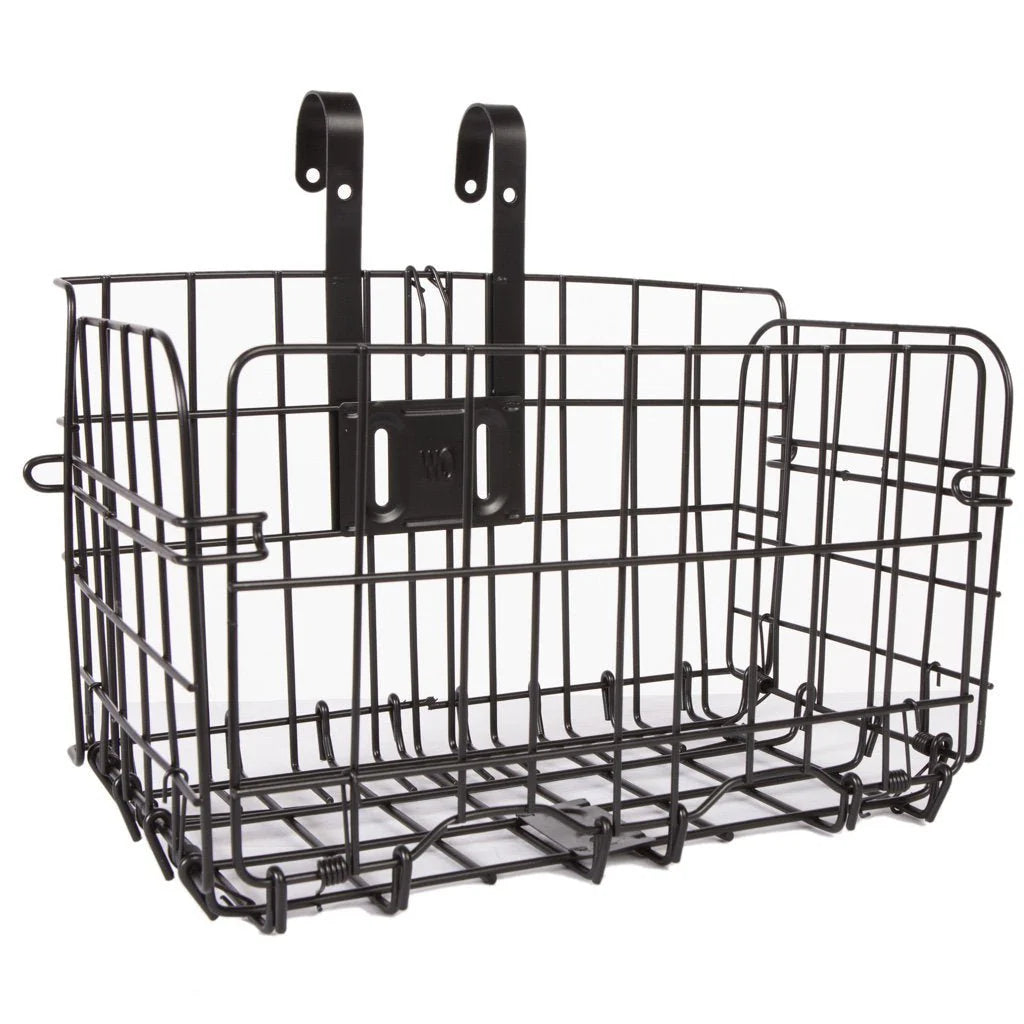 Open standalone view of the rugged steel Travel Buggy detachable shopping basket featuring high-strength wire construction.