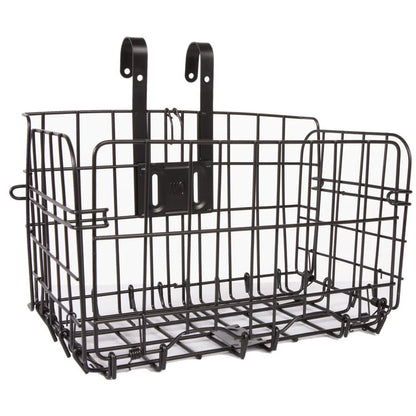 Open standalone view of the rugged steel Travel Buggy detachable shopping basket featuring high-strength wire construction.