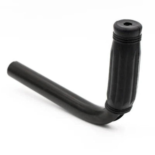 Standalone view of the black Travel Buggy universal support grab bar featuring a durable textured hand grip.