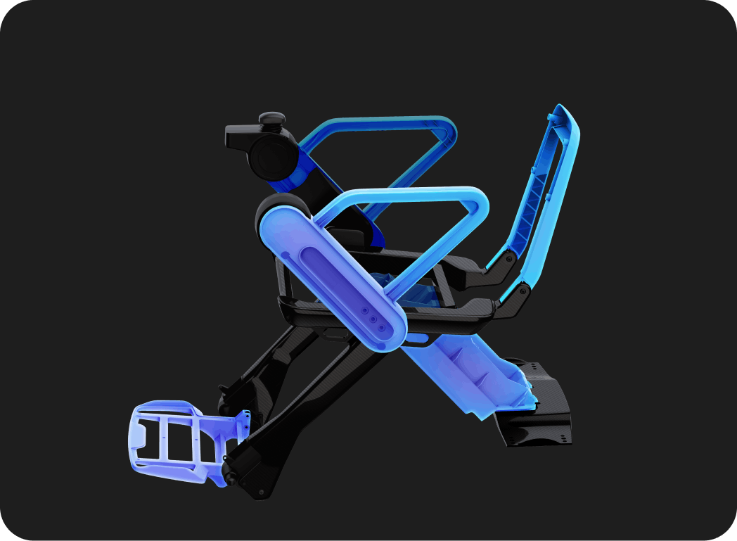 WHILL Model C Lite moulded carbon-fibre frame detail