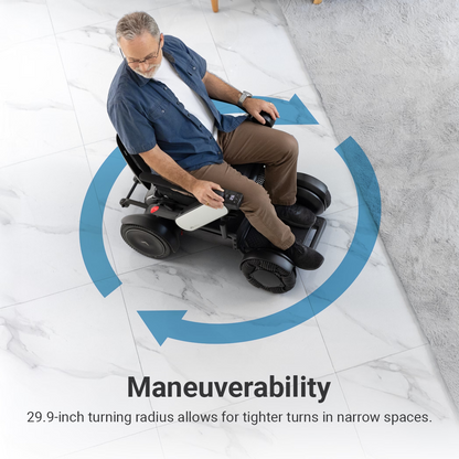 WHILL Model C2 demonstrating compact manoeuvrability