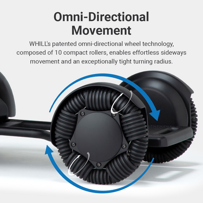 WHILL Model C2 front omni-wheel directional movement