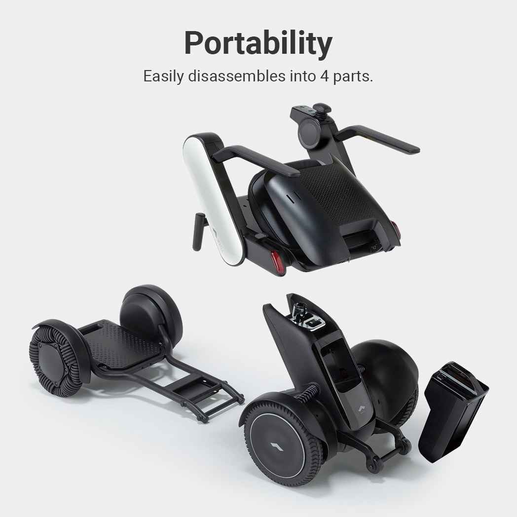 WHILL Model C2 separated into transportable components