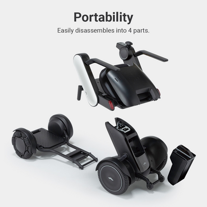 WHILL Model C2 separated into transportable components