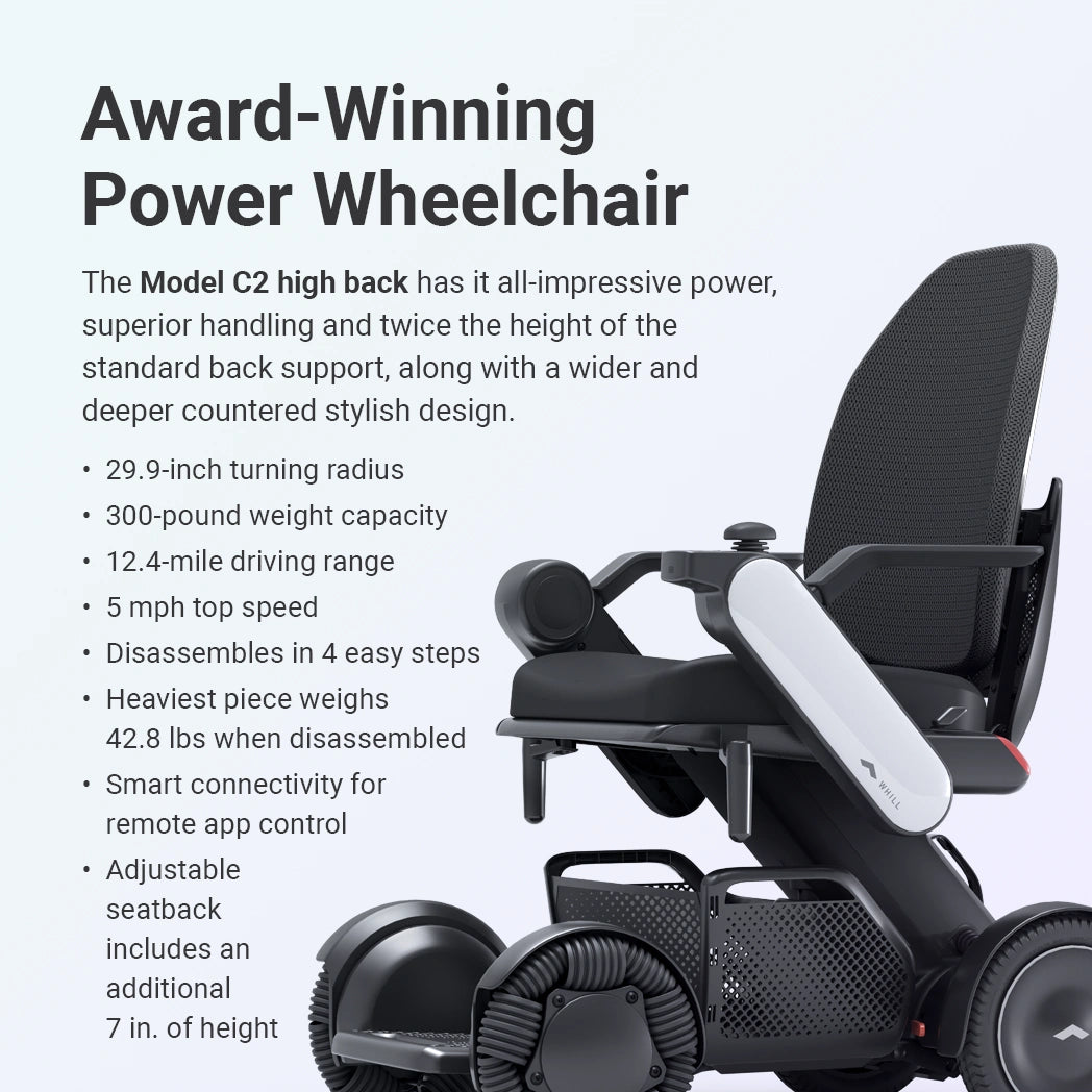 WHILL Model C2 High Back supportive seating feature