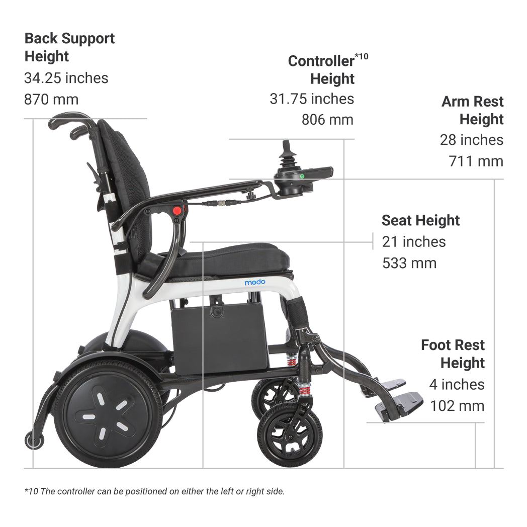 WHILL MODO Breeze published dimensions diagram