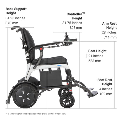 WHILL MODO Breeze published dimensions diagram