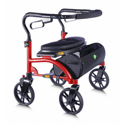 Evolution Xpresso Wide heavy-duty rollatoRed Evolution Xpresso Wide heavy-duty mobility walker designed for maximum bariatric support and stability.r folded side-to-side for convenient car storage and transport.